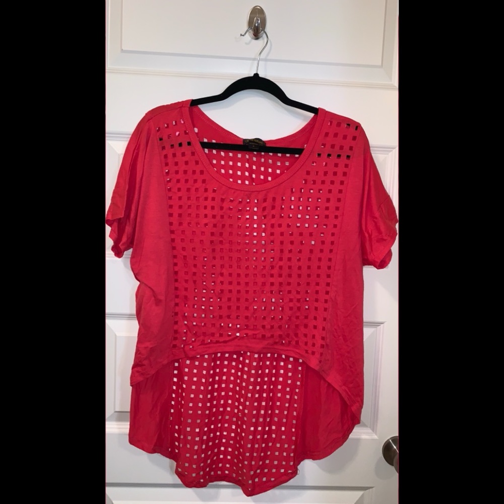 Coral High-low Shirt with Square Cutouts Size L